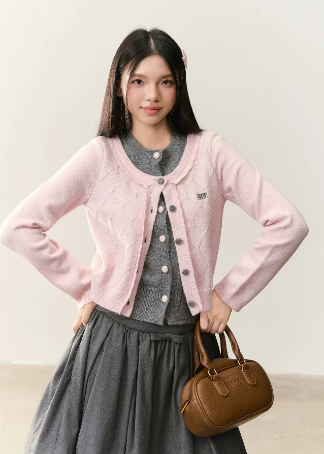 Soft Rose Quilted Collar Cardigan - xacoolpin