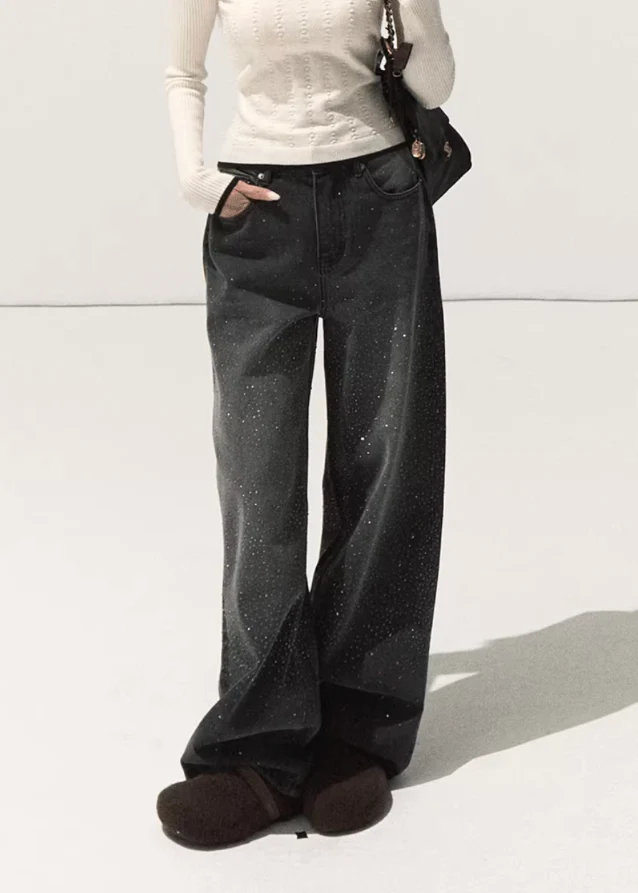 Shadow Crystal Loose Jeans - xacoolpin