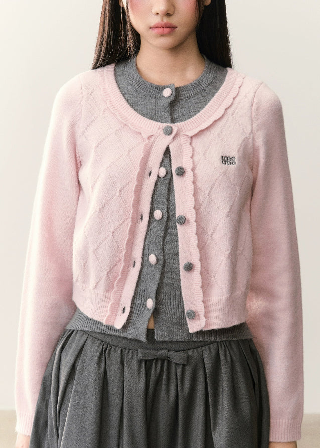 Soft Rose Quilted Collar Cardigan - xacoolpin