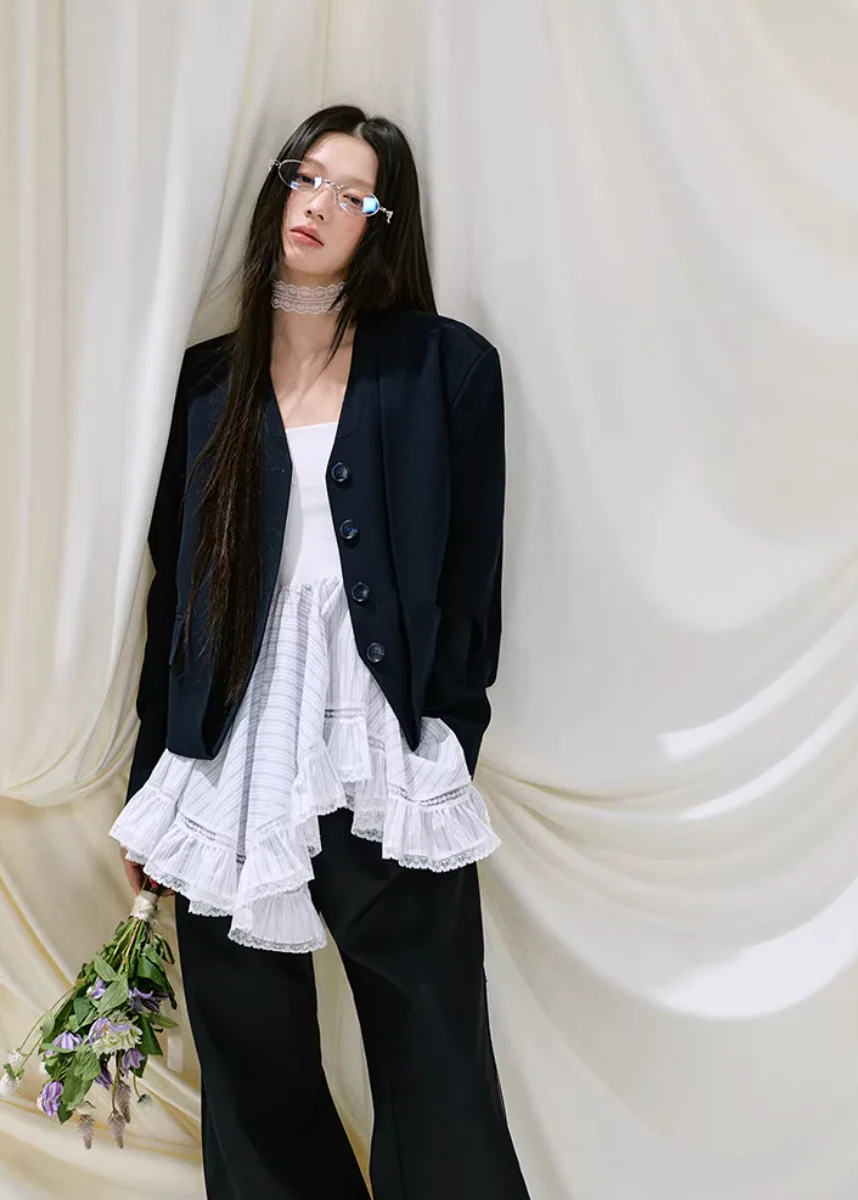 Midnight Veil Patchwork Blazer - xacoolpin