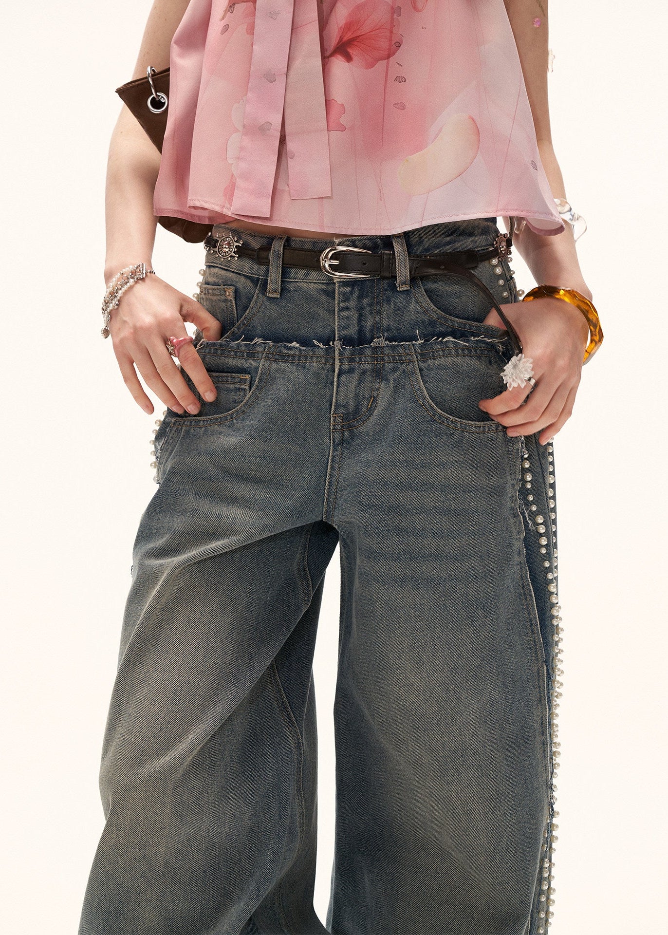 Stud Edge Washed Denim - xacoolpin