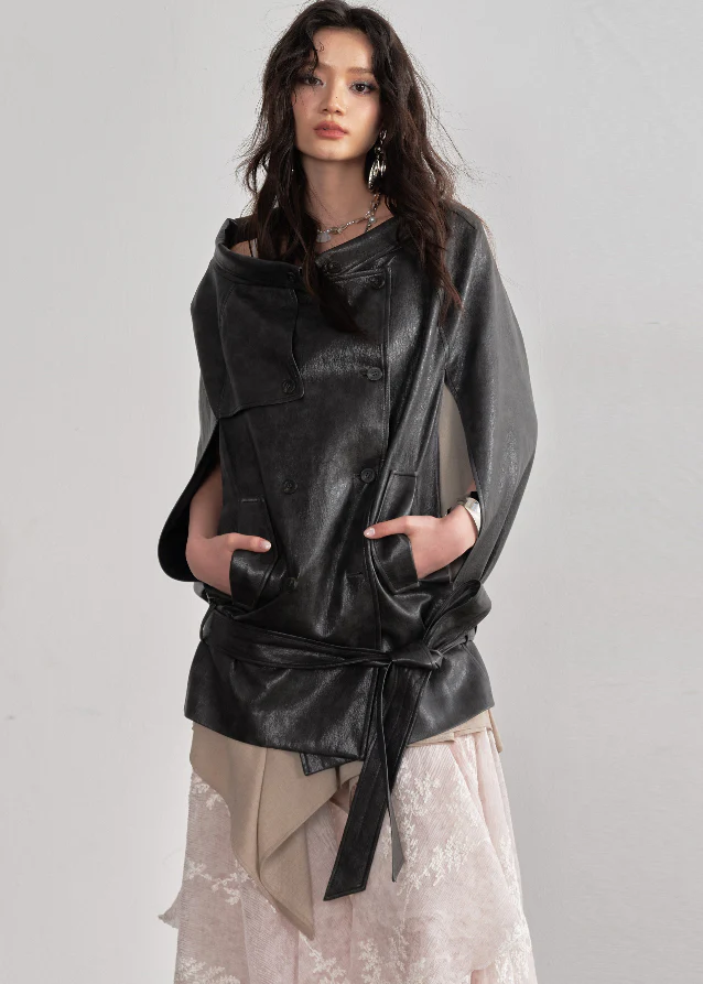 Ebony Flow Cape Jacket - xacoolpin