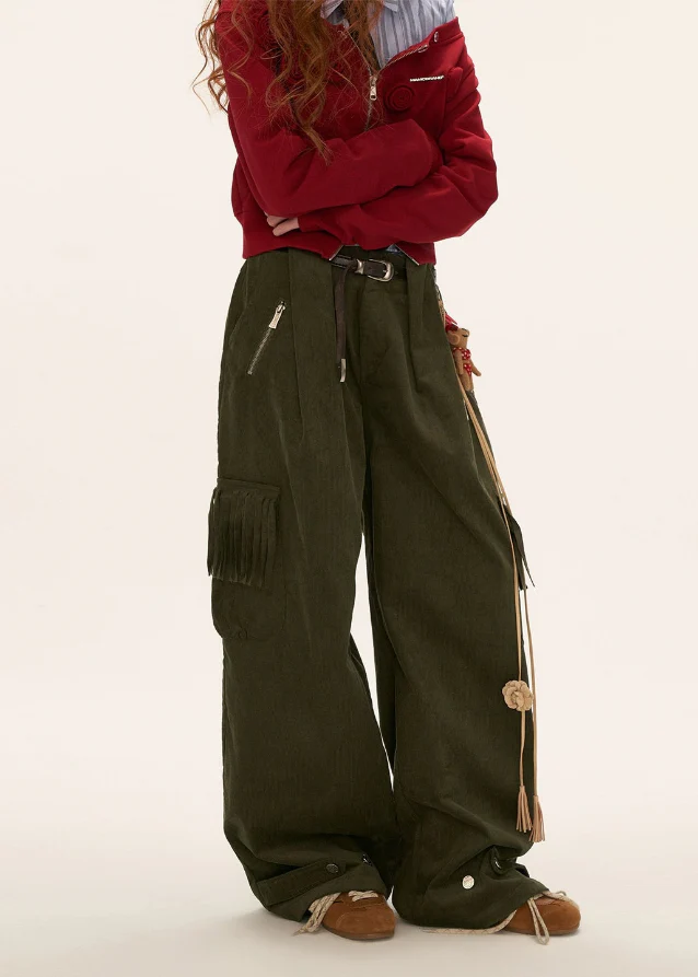 Fringed Cord Pants - xacoolpin