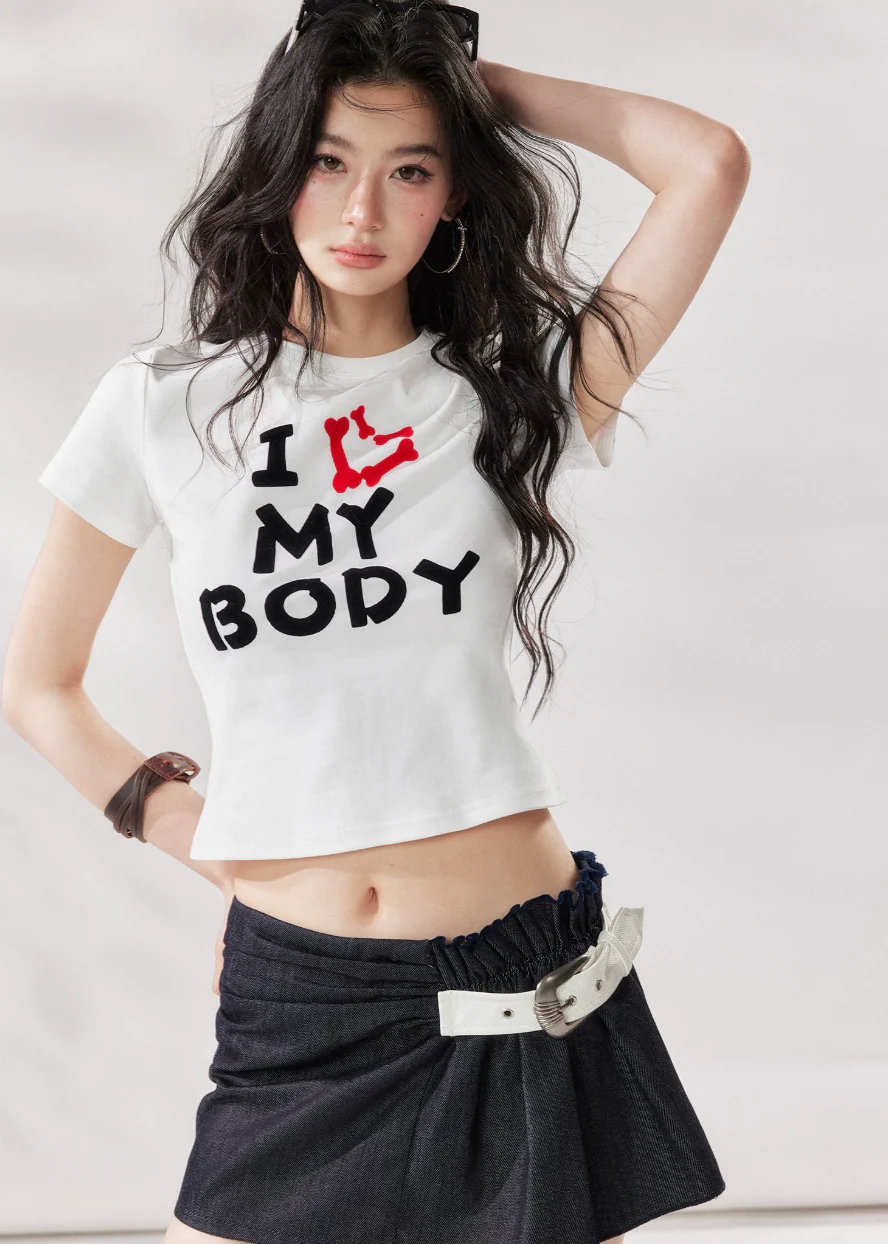 I Love My Body Cropped Tee - xacoolpin