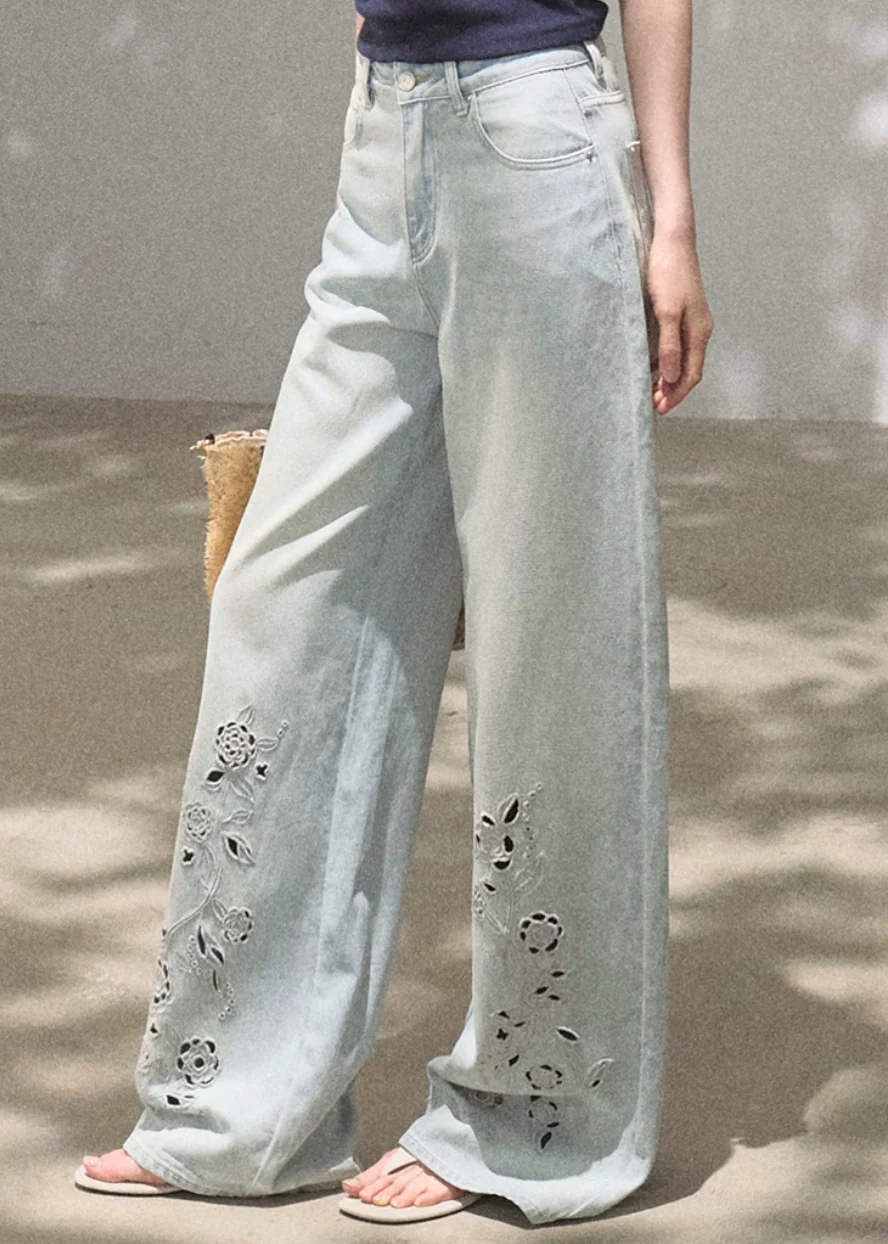 Bloom Cutwork Wide Jeans - xacoolpin