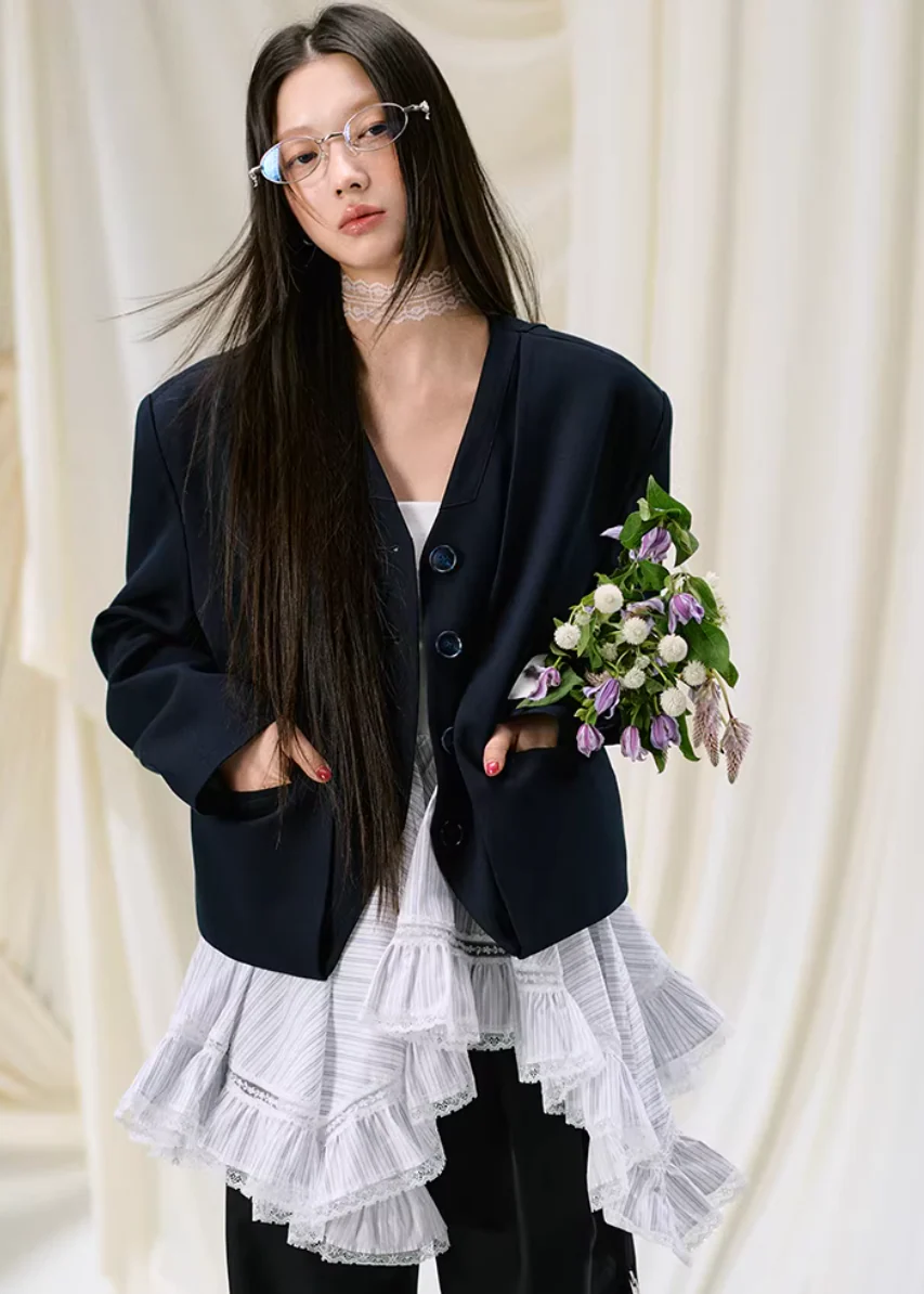Midnight Veil Patchwork Blazer - xacoolpin