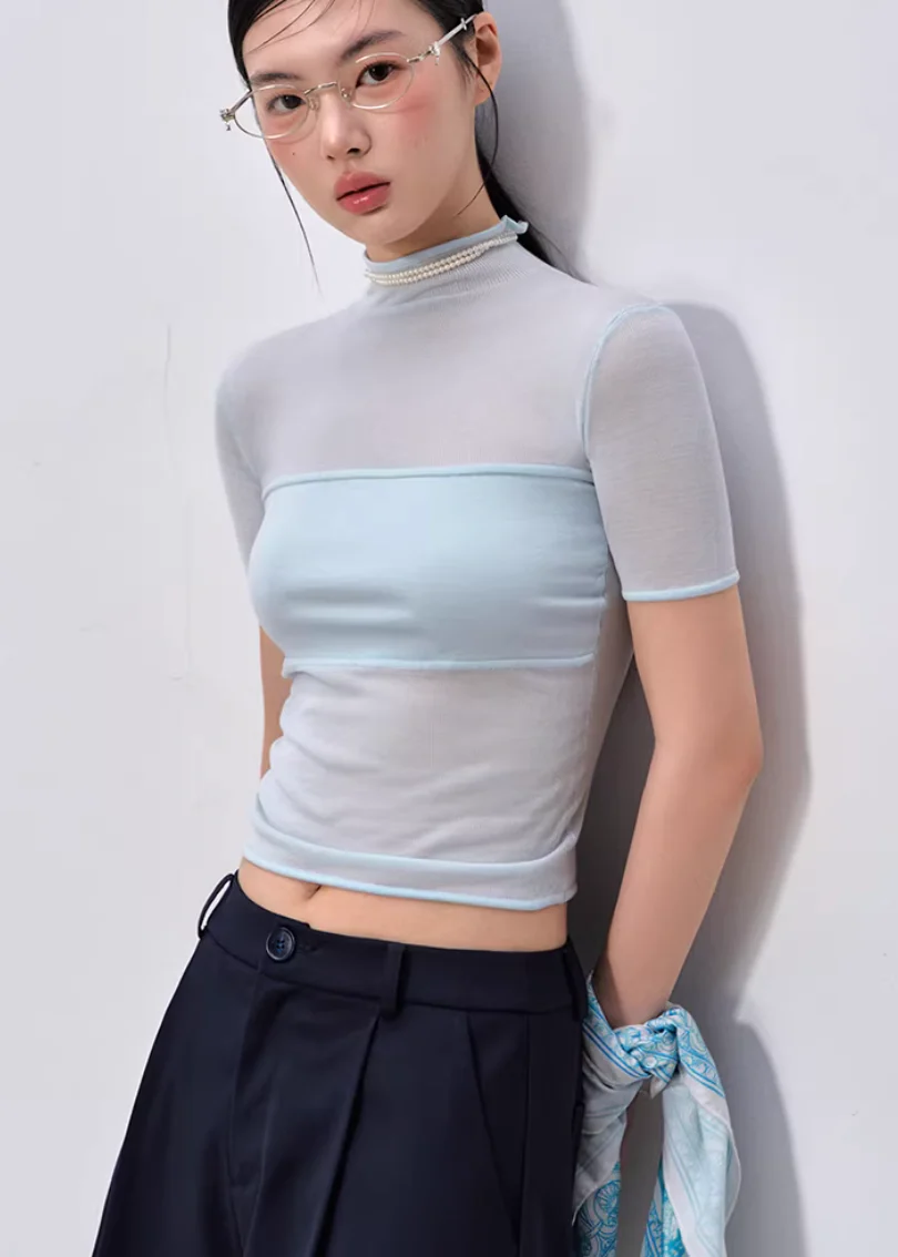 Soft Veil High-Neck Tee - xacoolpin